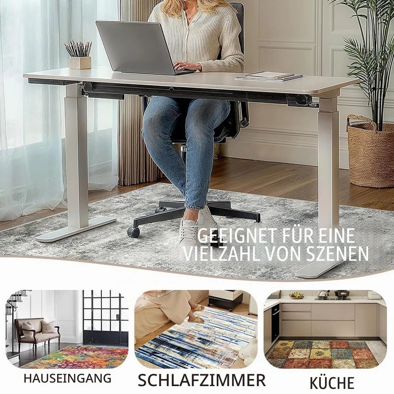 Highdi Bodenschutzmatte Bürostuhl, Bürostuhl Unterlage rutschfest Kratzfest Bodenmatte Stuhlunterlage, Leinen Bürostuhlunterlage Schreibtischstuhl Unterlage Teppich (Beige,100x140cm)