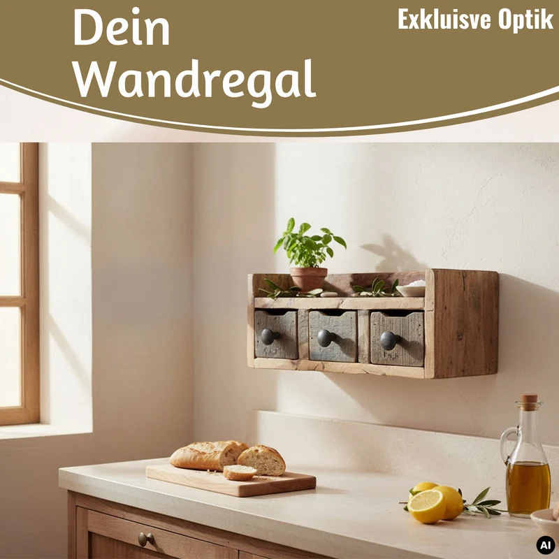 Vintage Küchenregal Dehli 35cm hängend Gewürzregal Wandregal Wandboard Komode