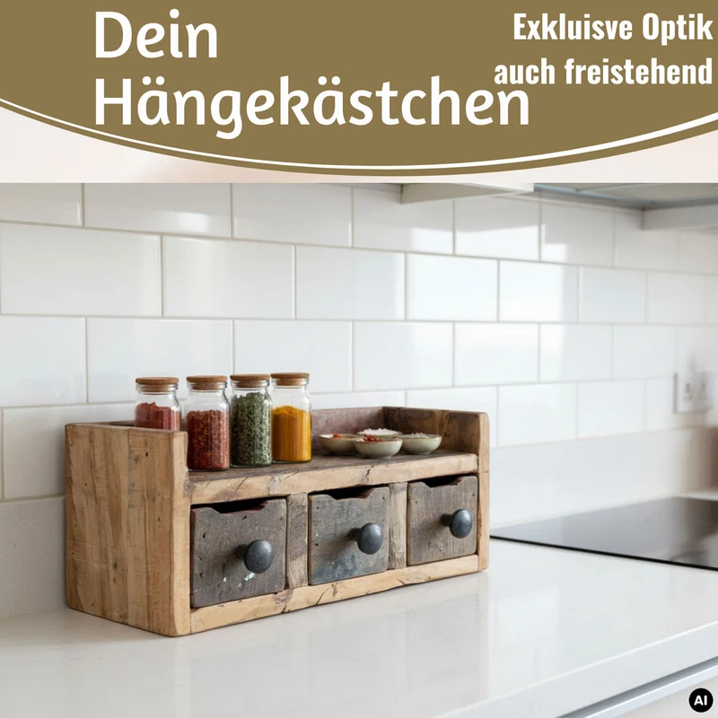 Vintage Küchenregal Dehli 35cm hängend Gewürzregal Wandregal Wandboard Komode