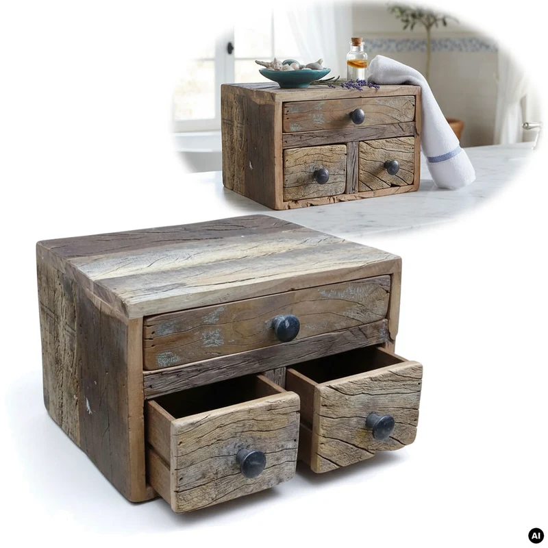 Vintage Aufbwahrungsbox Dehli 30cm Schubladenbox Holzbox Ordnungsbox Kommode