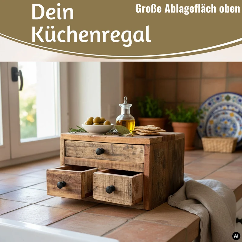 Vintage Aufbwahrungsbox Dehli 30cm Schubladenbox Holzbox Ordnungsbox Kommode