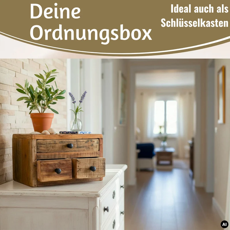 Vintage Aufbwahrungsbox Dehli 30cm Schubladenbox Holzbox Ordnungsbox Kommode