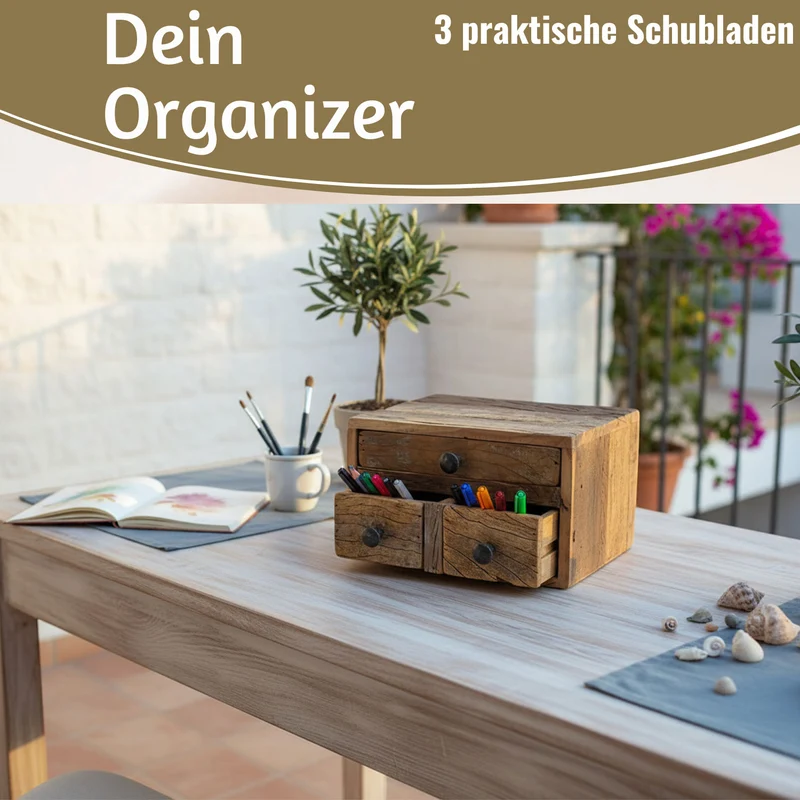 Vintage Aufbwahrungsbox Dehli 30cm Schubladenbox Holzbox Ordnungsbox Kommode