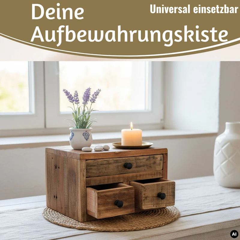 Vintage Aufbwahrungsbox Dehli 30cm Schubladenbox Holzbox Ordnungsbox Kommode