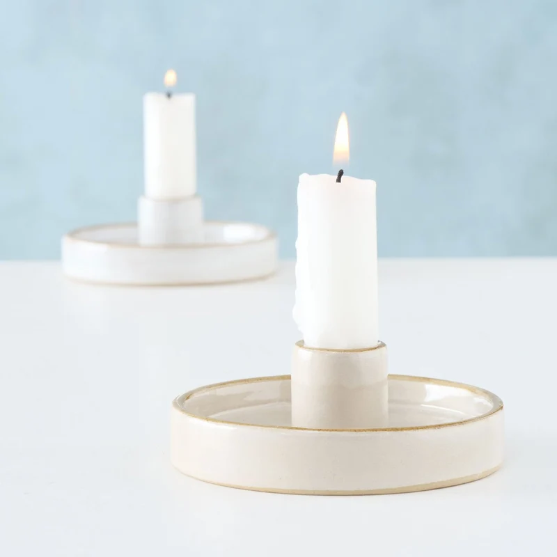 Keramik Kerzenständer 2er Set 10cm Kerzenhalter Stabkerzen Kerzenleuchter