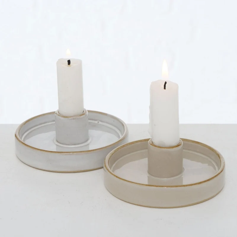 Keramik Kerzenständer 2er Set 10cm Kerzenhalter Stabkerzen Kerzenleuchter