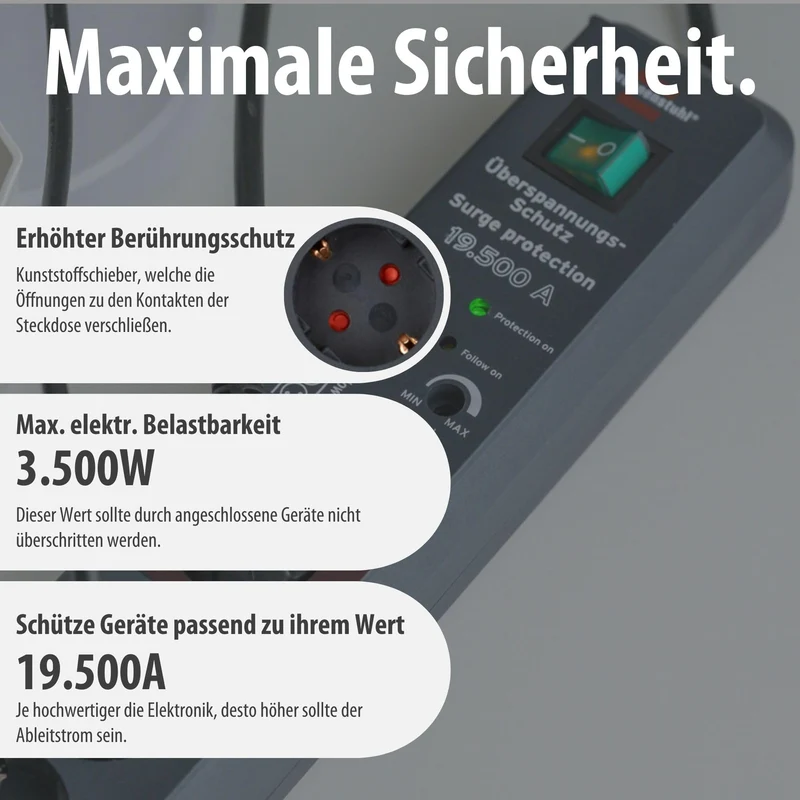 Brennenstuhl Secure-Tec Steckdosenleiste 6-Fach mit Überspannungsschutz