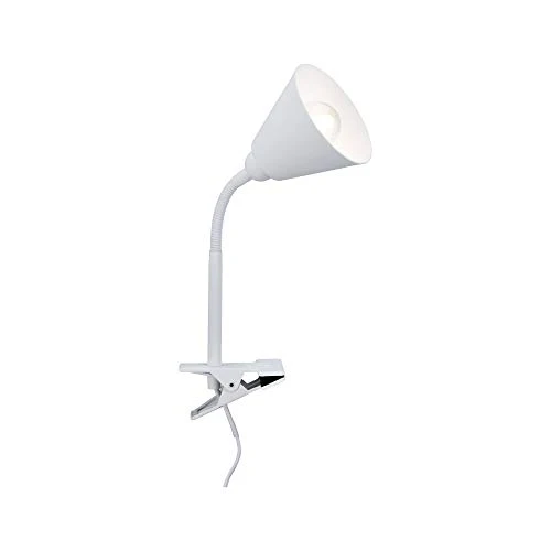 Paulmann 95431 Klemmleuchte Vitis mit Flexarm rund max. 20 Watt Lampe Schnurschalter Weiß Metall, Kunststoff E14 ohne Leuchtmittel