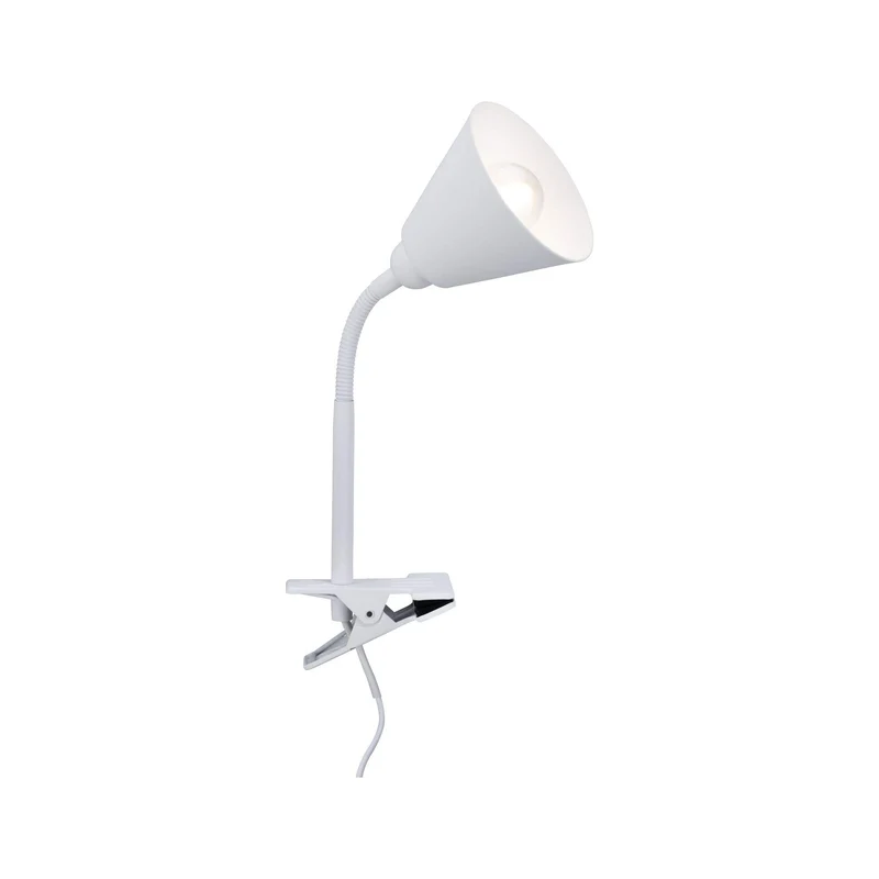 Paulmann 95431 Klemmleuchte Vitis mit Flexarm rund max. 20 Watt Lampe Schnurschalter Weiß Metall, Kunststoff E14 ohne Leuchtmittel