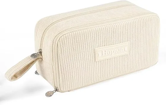 Federmäppchen Cord, Mäppchen 3 Fächer,Große Kapazität Federtaschen (Beige)