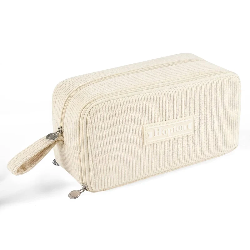 Federmäppchen Cord, Mäppchen 3 Fächer,Große Kapazität Federtaschen (Beige)