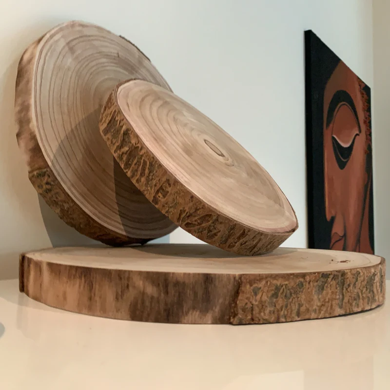 XL Rindenbrett Baumscheibe Rund Holz Ø 28-34cm Astscheibe Rindenscheibe
