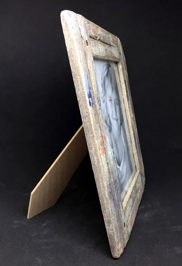 Vintage Holz Bilderrahmen 10x15cm Recycelt Grau Blau Aufsteller Fotorahmen