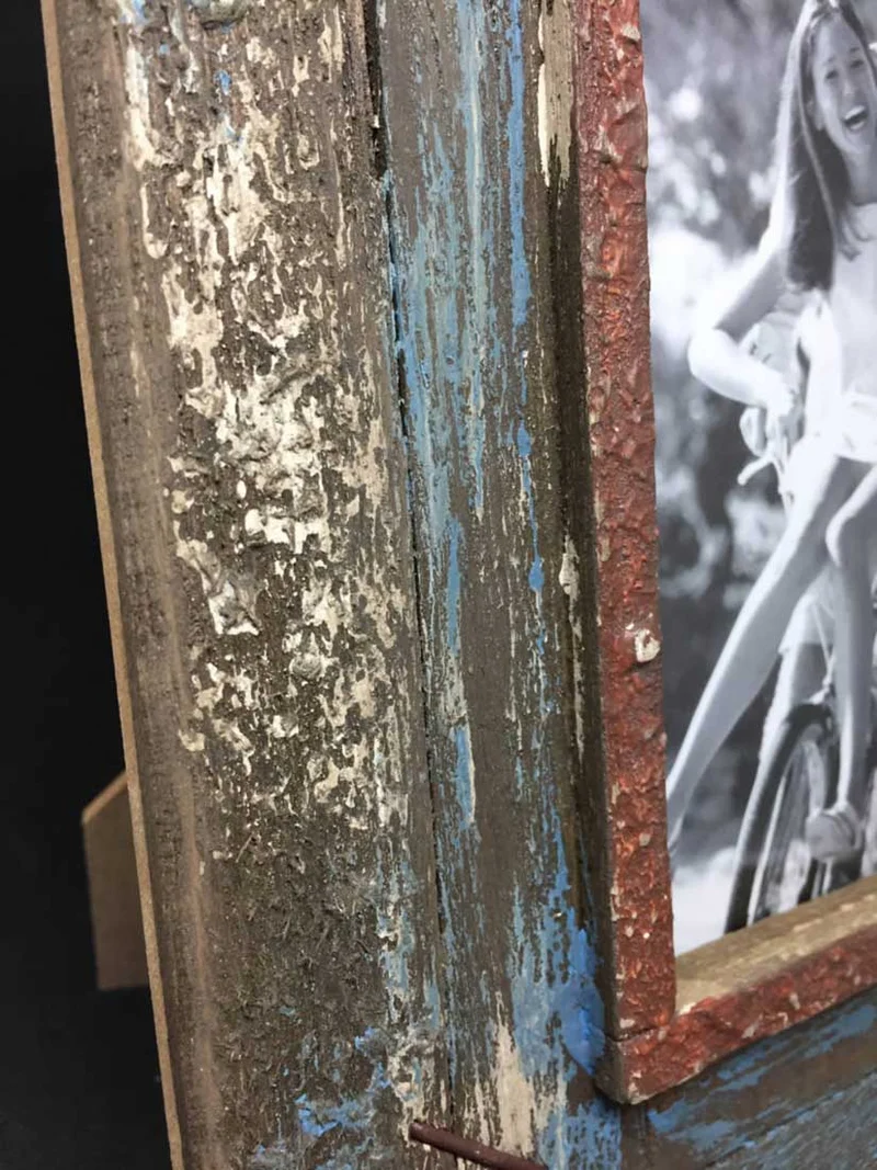 Vintage Holz Bilderrahmen 10x15cm Recycelt Grau Blau Aufsteller Fotorahmen