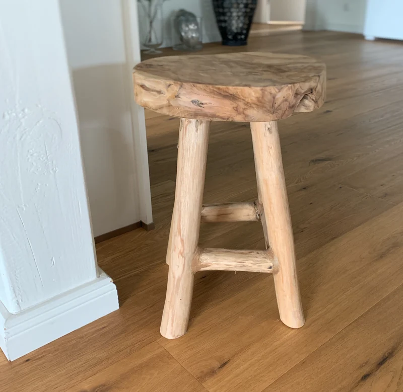 Sitzhocker Teak Holz Hocker 42cm Braun Massiv Blumenhocker Beistelltisch Nachttisch