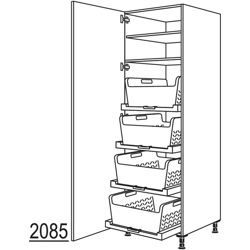 nobilia XL-Hochschrank mit Wäschekorb-Tablar Laundry-Area HWTABF60-1X 60 cm
