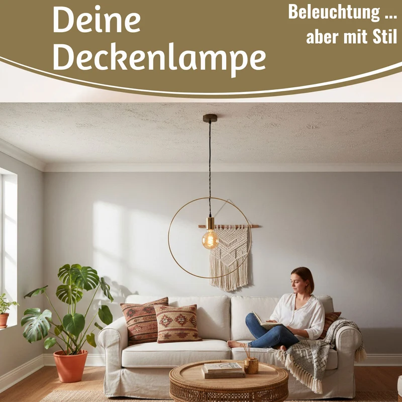 Pendel-Leuchte Ring Gold 40cm E27 Rund Hängelampe Hängeleuchte Deckenleuchte