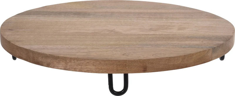 Mango Holz Serviertablett 30cm Rund Massiv 4 Füße Rund Servierbrett Schneidebrett