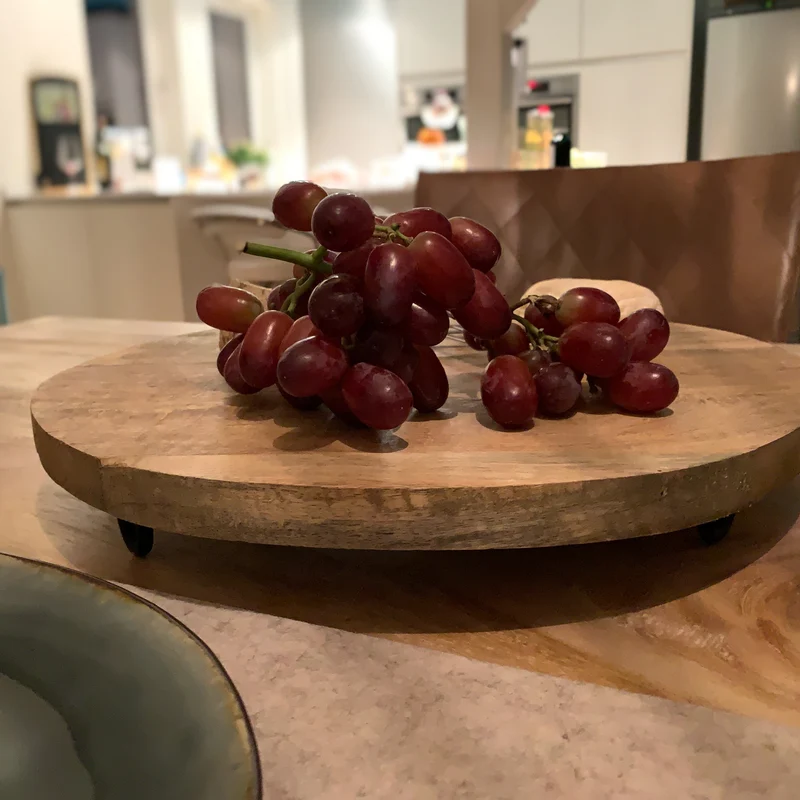 Mango Holz Serviertablett 30cm Rund Massiv 4 Füße Rund Servierbrett Schneidebrett