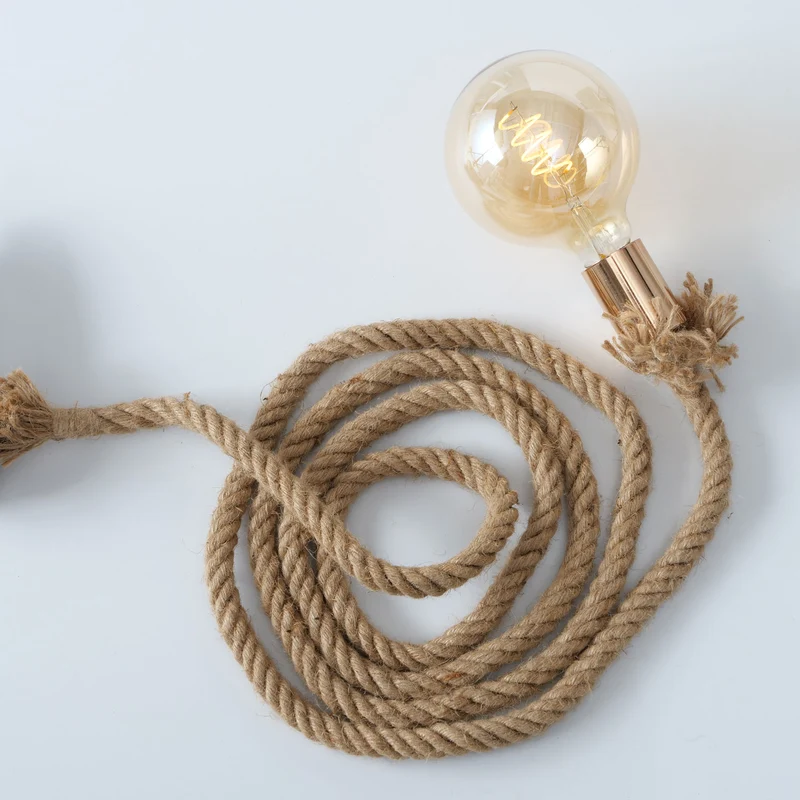 Tischlampe Hänge-Lampe Tau Sisal 300cm Seil-Lampe Pendel-Leuchte