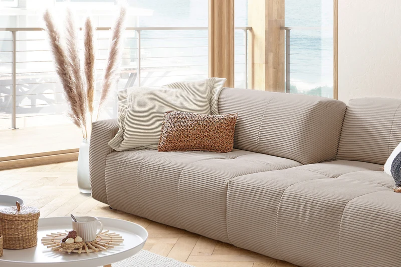 KAWOLA Big Sofa PALACE 3-Sitzer mit Sitztiefenverstellung Cord taupe