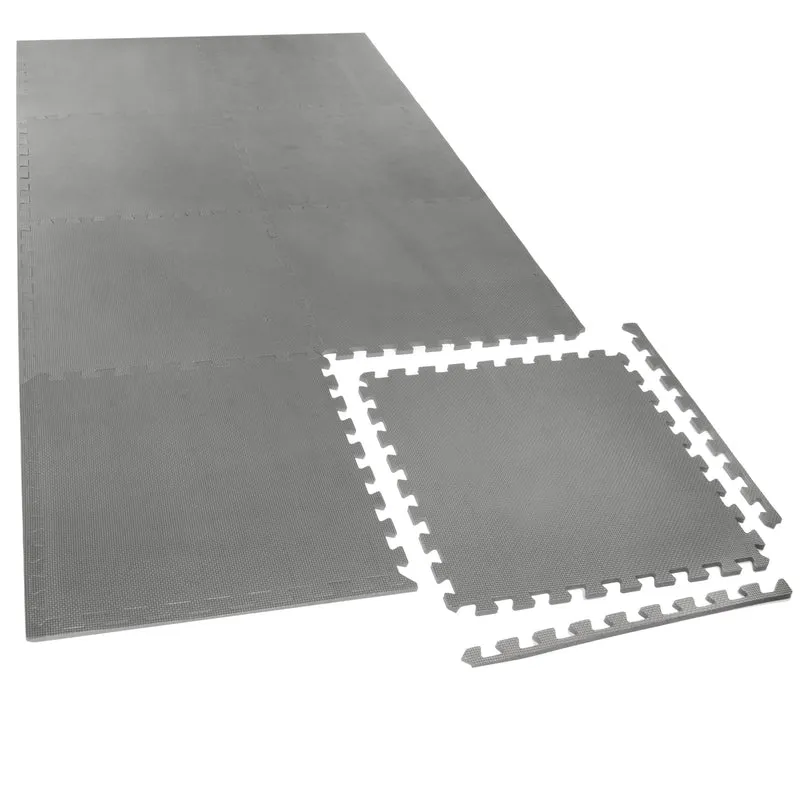 Bodenmatte Grau 50x50x0,5 cm - mit Rand - EVA - Poolmatte Pool Unterlage Fitness Sportmatte