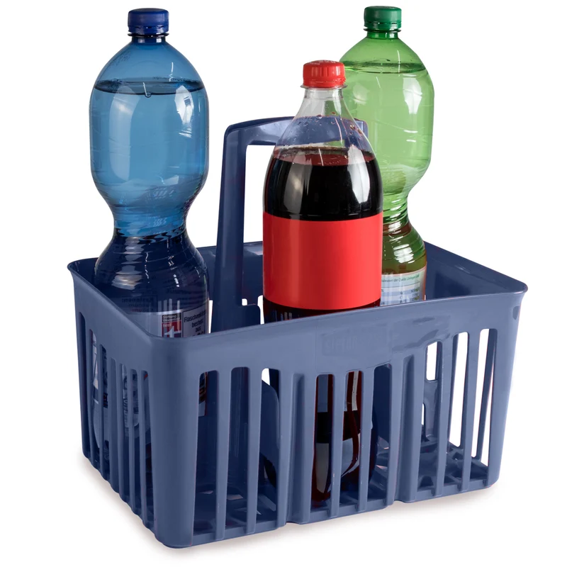 Flaschenträger für 6 Flaschen Flaschenhalter aus Kunststoff 30x21x28 cm - mit Tragegriff Transportkorb Flaschen-Caddy