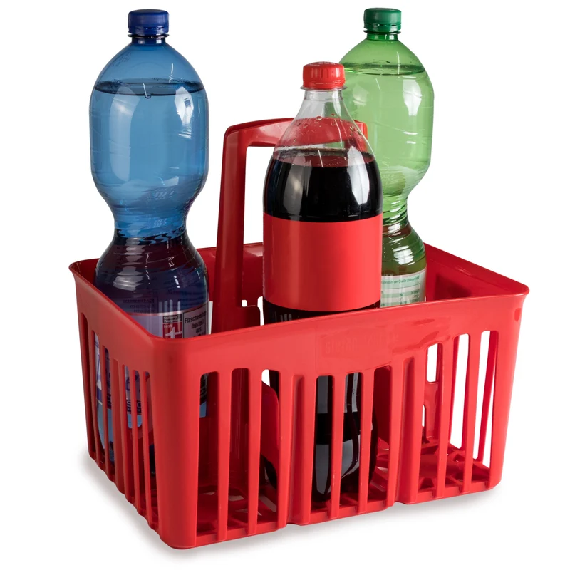 Flaschenträger für 6 Flaschen Flaschenhalter aus Kunststoff 30x21x28 cm - mit Tragegriff Transportkorb Flaschen-Caddy