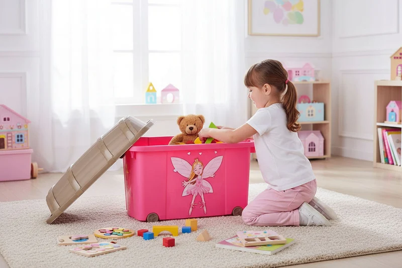 XL Spielzeugkiste Prinzessin Fee Aufbewahrungsbox Rollbox Rollen