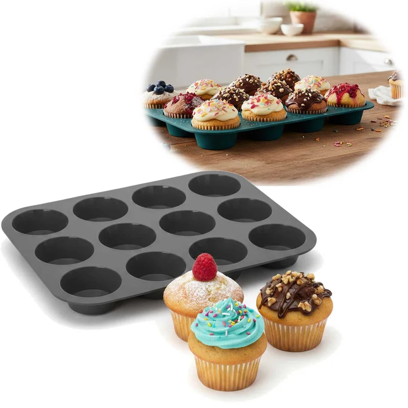 Silikon Muffinform 33x25cm für 12 Muffins Backform Muffinblech Cupcake Brownie