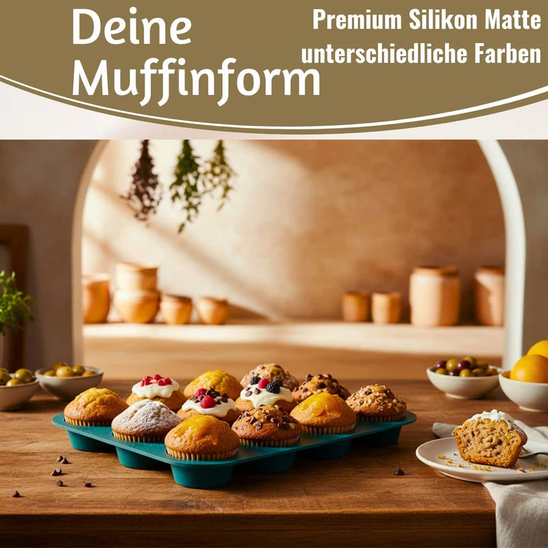 Silikon Muffinform 33x25cm für 12 Muffins Backform Muffinblech Cupcake Brownie
