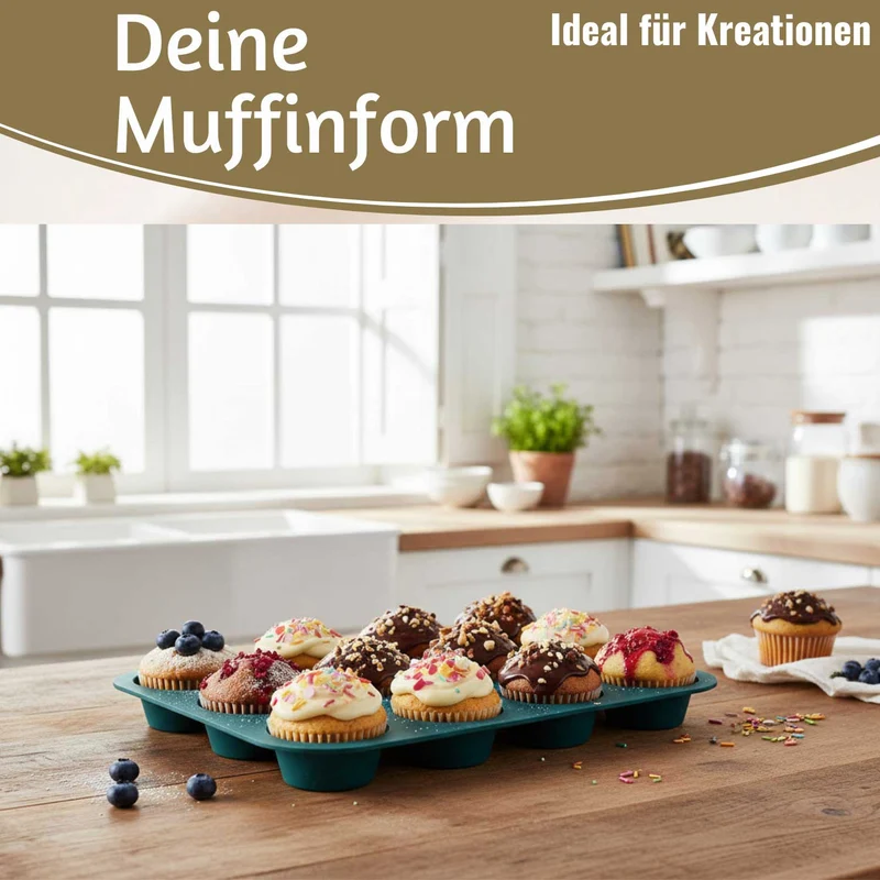 Silikon Muffinform 33x25cm für 12 Muffins Backform Muffinblech Cupcake Brownie