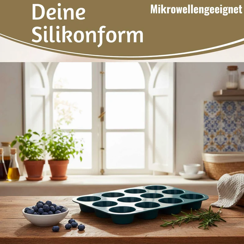Silikon Muffinform 33x25cm für 12 Muffins Backform Muffinblech Cupcake Brownie
