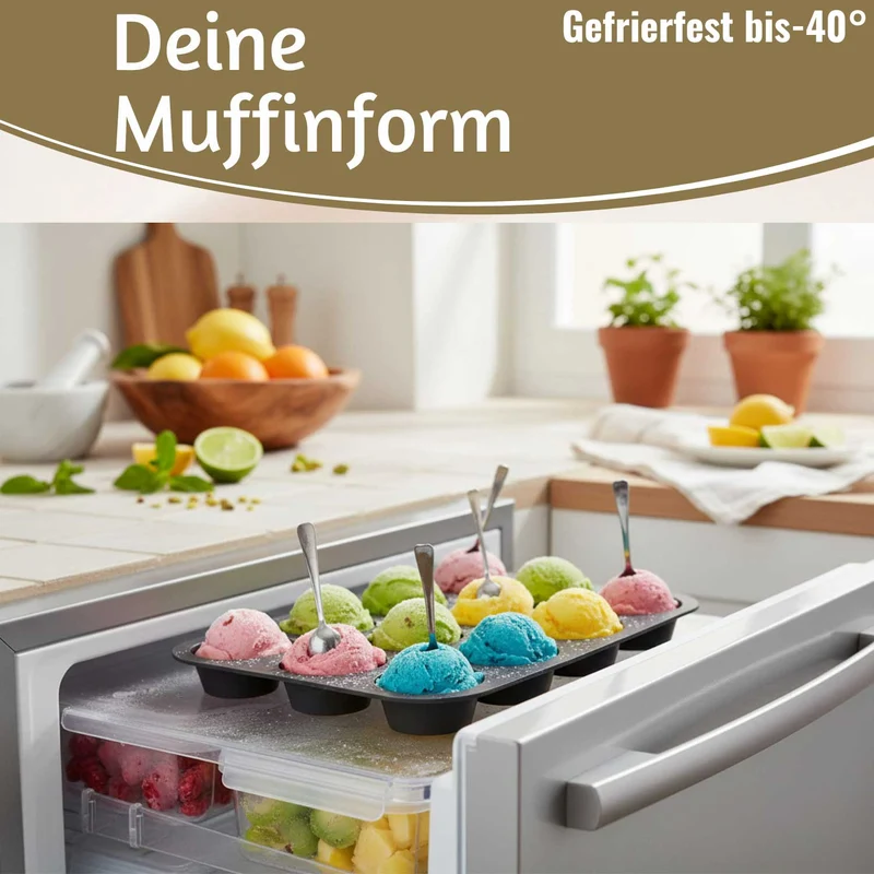 Silikon Muffinform 33x25cm für 12 Muffins Backform Muffinblech Cupcake Brownie