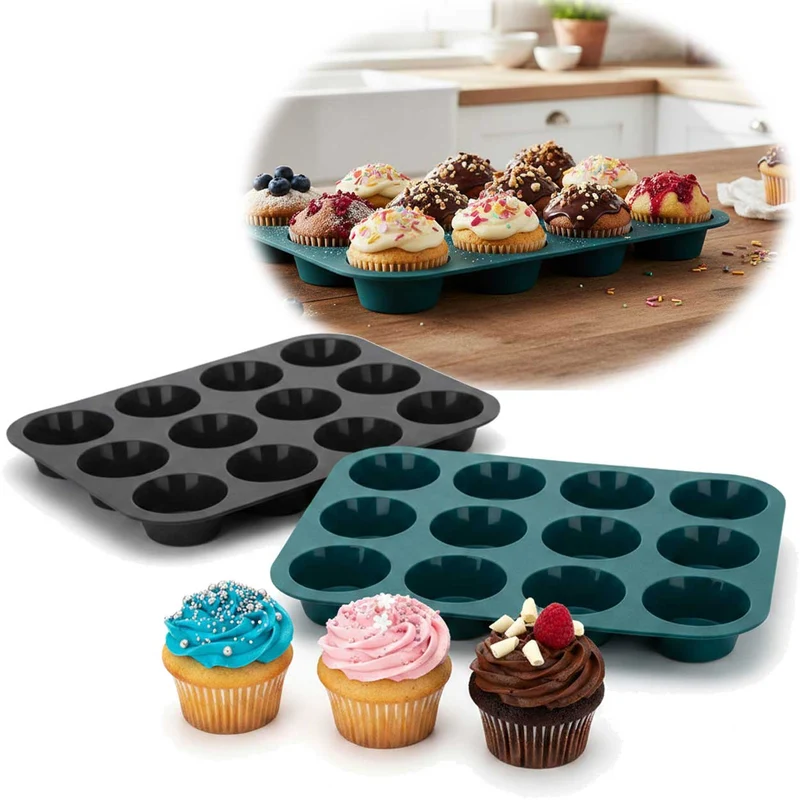 2x Silikon Muffinform 33x25cm für 12 Muffins Backform Muffinblech Cupcake Brownie