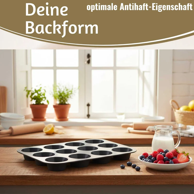 2x Silikon Muffinform 33x25cm für 12 Muffins Backform Muffinblech Cupcake Brownie