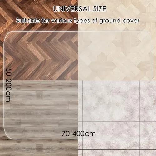 Bodenschutzmatte 50 x 180 cm Kratzfest, Transparent, Antirutsch Und Strapazierfähige, Versch. Größen, Stärke: 1,3 MM, Bodenschutzmatte Bürostuhl/Stuhlunterlage, Für Laminat & Fliesen, transparent