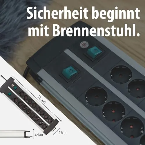 Brennenstuhl Premium-Alu-Line Steckdosenleiste 16-Fach, 3m