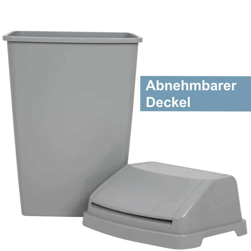 50 Liter Mülleimer mit Klappdeckel 31x42x64 cm - grau - Abfalleimer verschiedene Mengen
