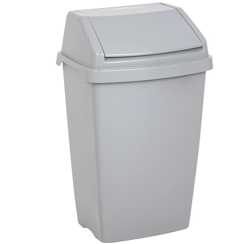 50 Liter Mülleimer mit Klappdeckel 31x42x64 cm - grau - Abfalleimer verschiedene Mengen