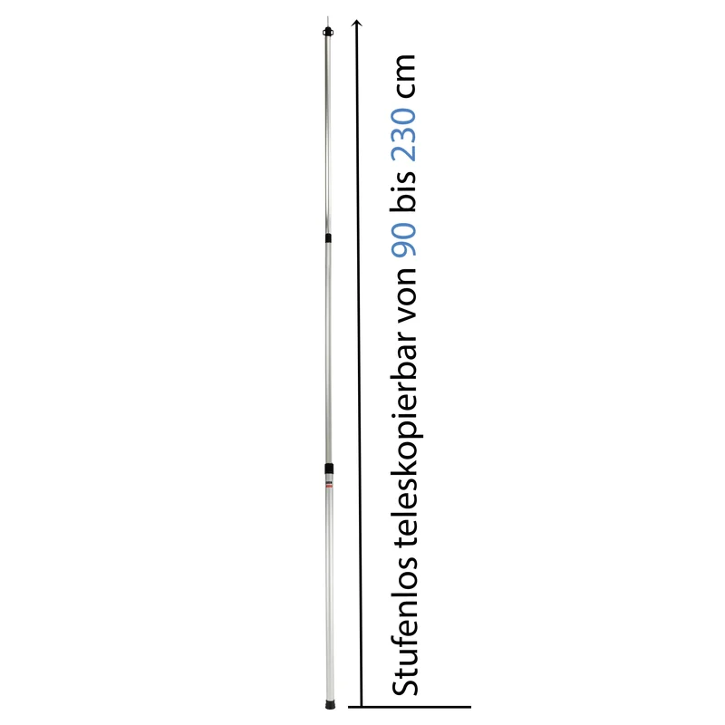 Aluminium Zeltstange - mit Spitze - stufenlos Teleskopstange 90-230 / 110-280 cm Aufstellstange - Tarpstange - Camping Zubehör