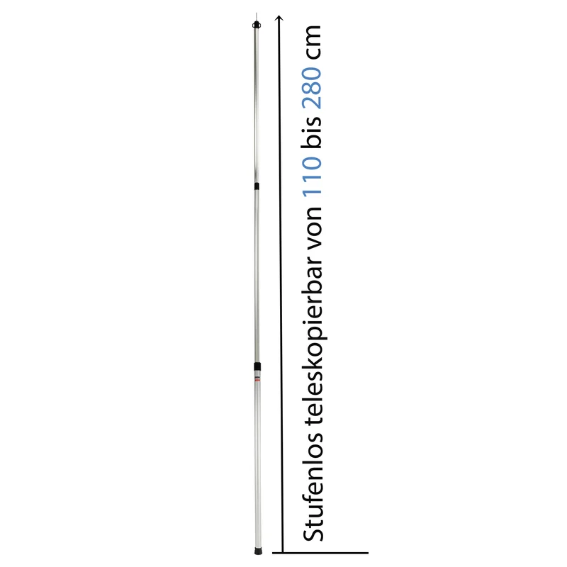 Aluminium Zeltstange - mit Spitze - stufenlos Teleskopstange 90-230 / 110-280 cm Aufstellstange - Tarpstange - Camping Zubehör