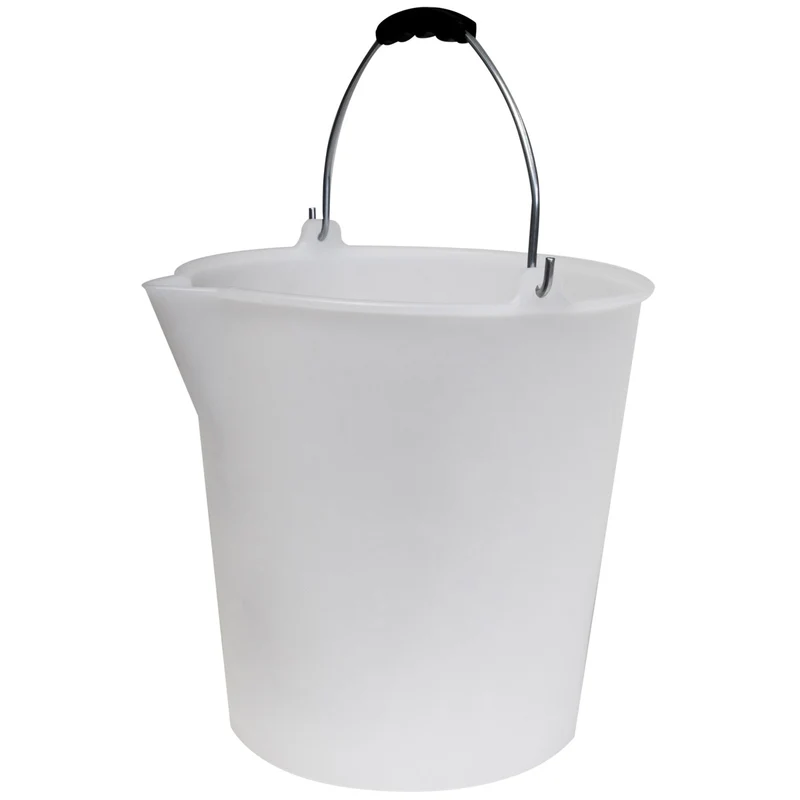 Eimer mit Ausguss und Metall-Henkel - 9-12-17 Liter - weiß - LDPE-Kunststoff - Skala lebensmittelgeeignet - Haushaltseimer Wassereimer Haushalt Küche Bad Camping