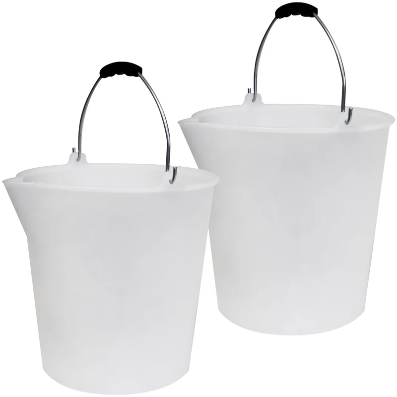 Eimer mit Ausguss und Metall-Henkel - 9-12-17 Liter - weiß - LDPE-Kunststoff - Skala lebensmittelgeeignet - Haushaltseimer Wassereimer Haushalt Küche Bad Camping