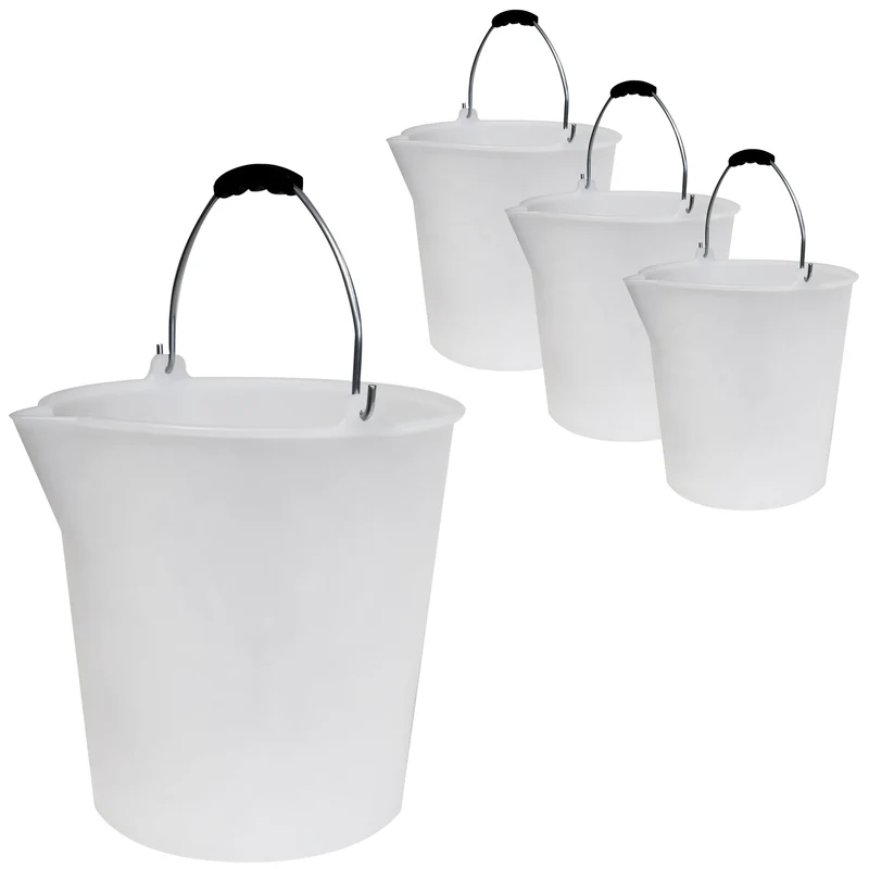Eimer mit Ausguss und Metall-Henkel - 9-12-17 Liter - weiß - LDPE-Kunststoff - Skala lebensmittelgeeignet - Haushaltseimer Wassereimer Haushalt Küche Bad Camping