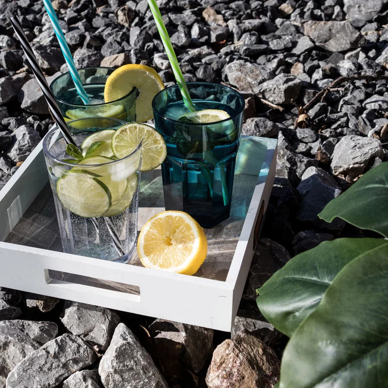 6 x Campingglas aus Acryl 400ml - Trinkglas Acrylglas Wasserglas Kunststoff Camping Garten Echtglasoptik Picknick Becher Kinder Senioren Longdrink Coktail
