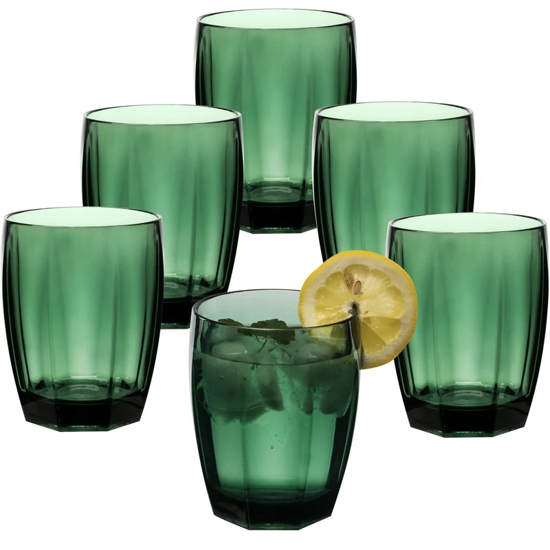 6x Campingglas aus Acryl 320ml bunt - Trinkglas Acrylglas Wasserglas Kunststoff Camping Garten Echtglasoptik Picknick Becher Kinder Senioren Longdrink Coktail