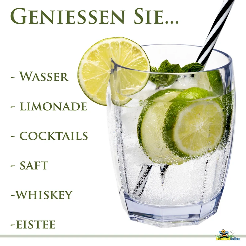 4x Campingglas aus Acryl 320ml bunt - Trinkglas Acrylglas Wasserglas Kunststoff Camping Garten Echtglasoptik Picknick Becher Kinder Senioren Longdrink Coktail