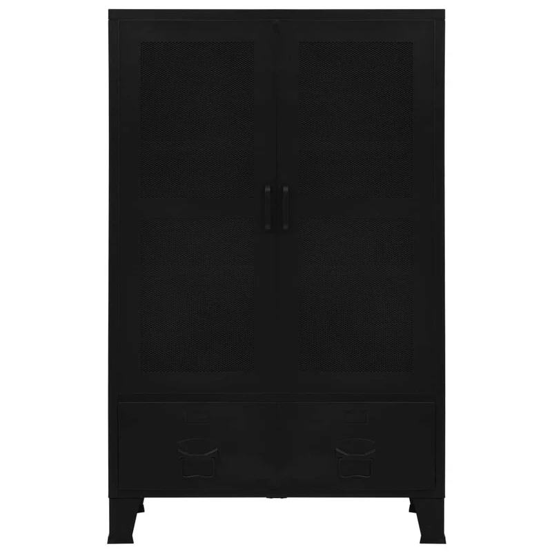 Büroschrank mit Maschengittertüren industriell aus Stahl 75×40×120 cm, 3 Fächer 2 Schubladen mit Namensschildern, ideal für Büro, Archivierung und Aktenablage, robuste Ordnungslösung