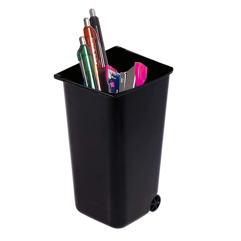 2 Stück Mini Plastik Tisch Mülltonne mit Schwingdeckel und Räder, Mini Abfalleimer Tischabfalleimer Desktop Mülleimer, Schreibtisch Organizer für Büro Frisiertisch Schlafzimmer Artikel